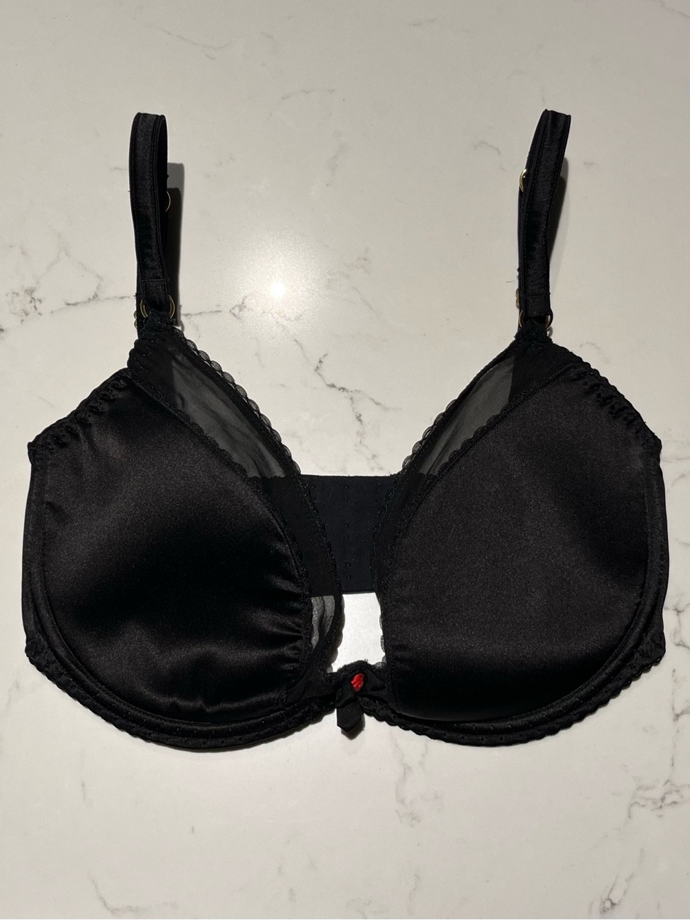 Agent Provocateur • 32F • Black Satin Bra Silk Edging Underwire